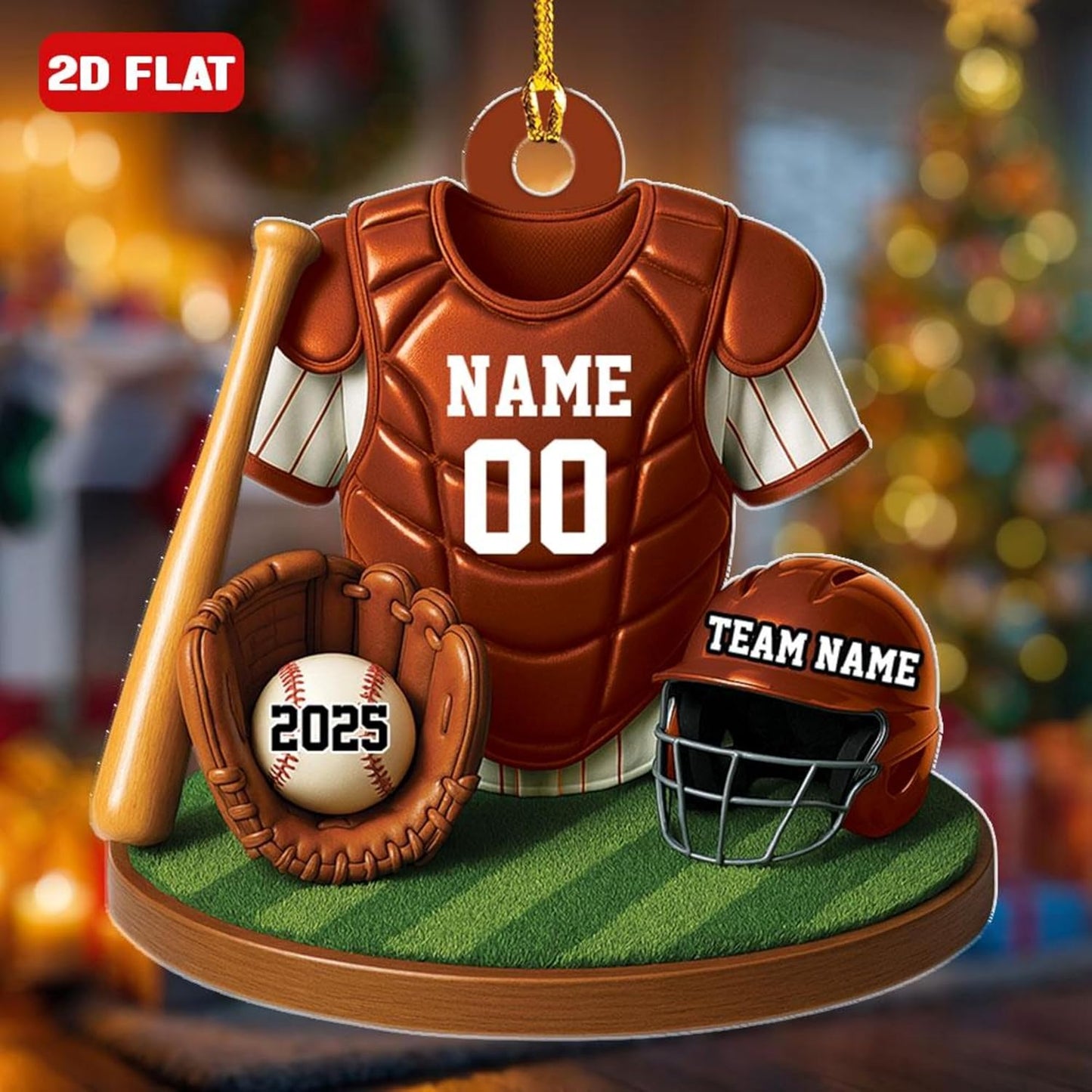 Personalized Baseball Christmas Ornament – Custom Name Acrylic Ornament, Sports Holiday Decoration, Baseball Player Gift TH29
