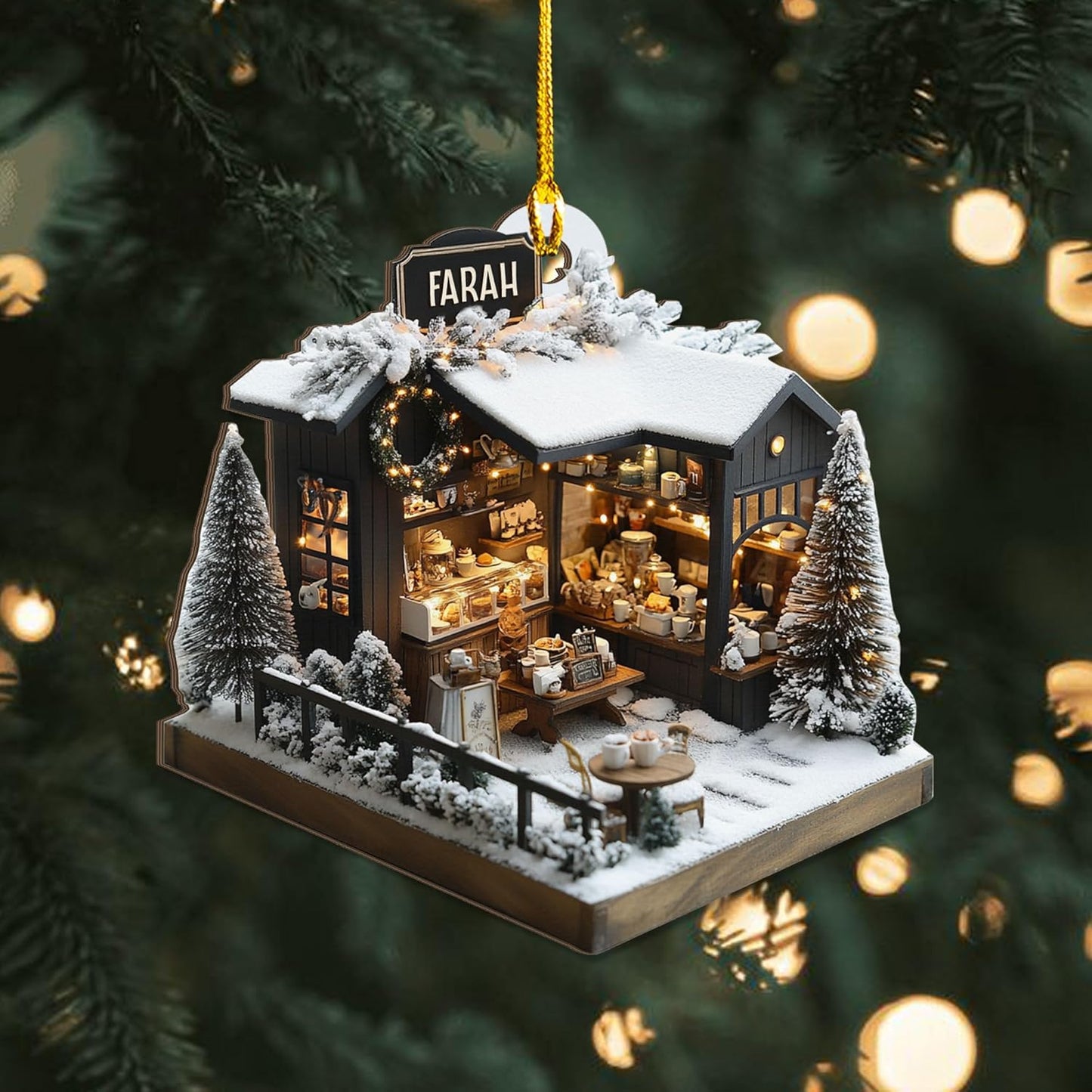 Personalized Coffee House Ornament – Unique Holiday Keepsake for Coffee Lover TC21