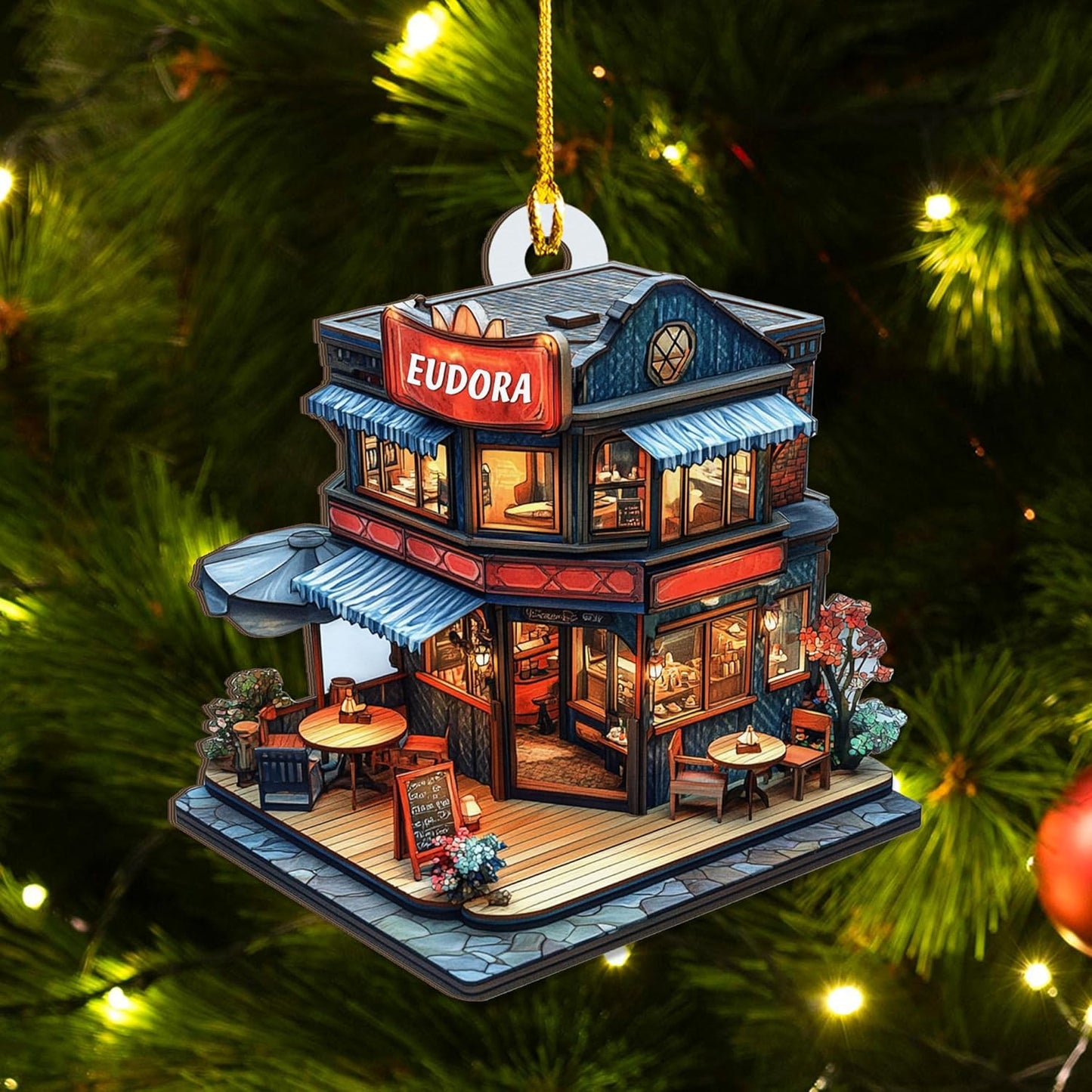 Personalized Coffee House Ornament – Unique Holiday Keepsake for Coffee Lover TC20