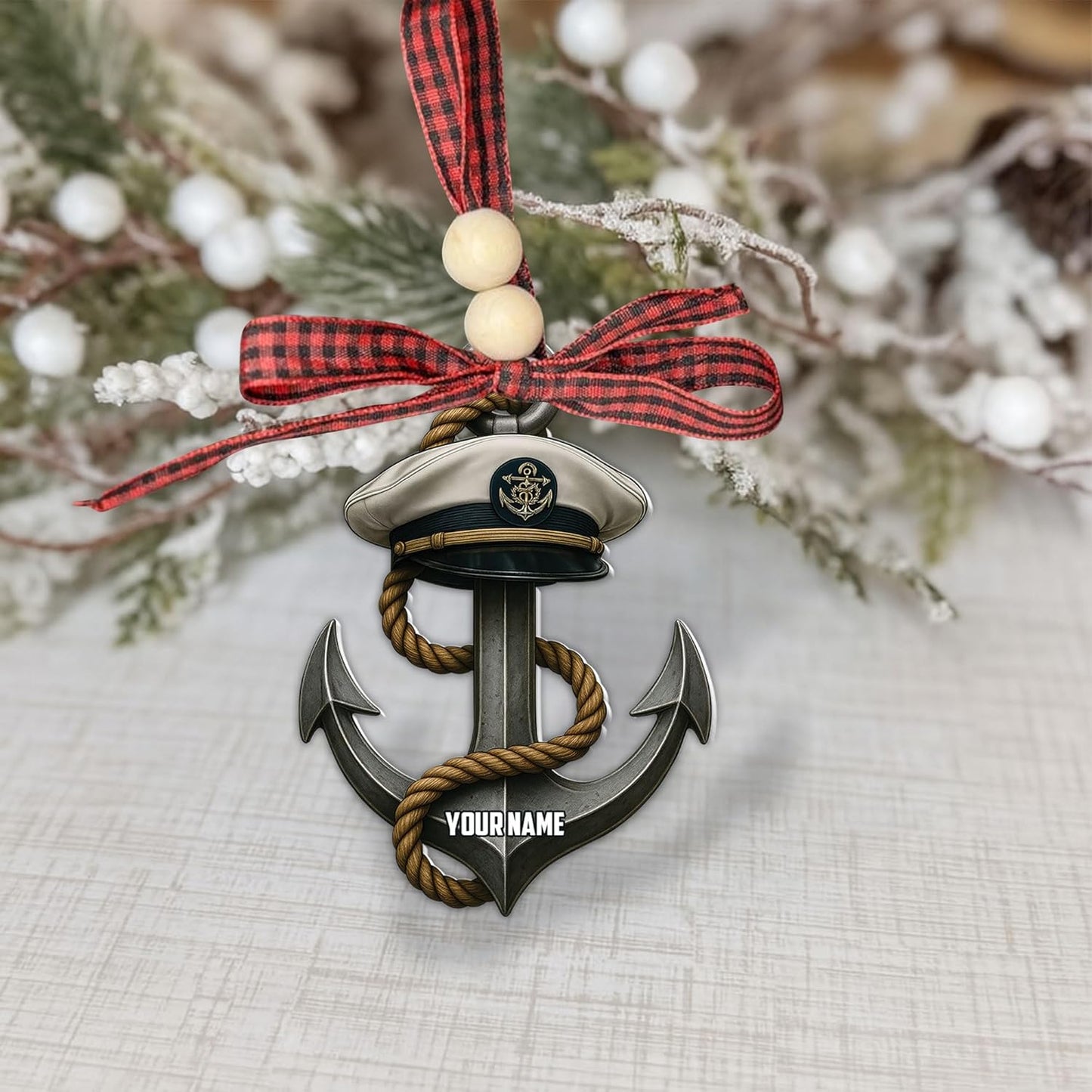 Personalized Sailor Ornament – Custom Captain Sailor Acrylic Ornament, Unique Sailing Glass Keepsake, Navy Captain Holiday Gift for Sailors TS17