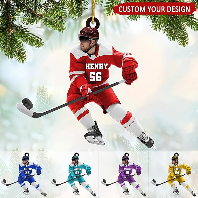 Personalized ice Hockey Ornament N09