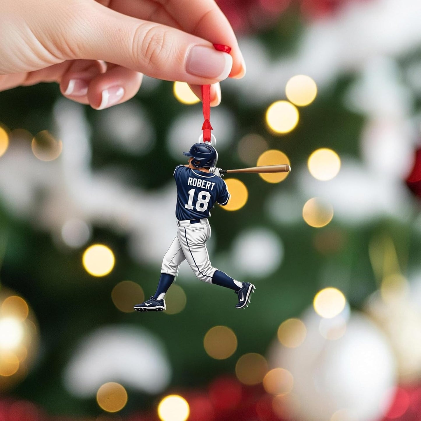 Personalized Baseball Christmas Ornament – Custom Name Acrylic Ornament, Sports Holiday Decoration, Baseball Player Gift TH30