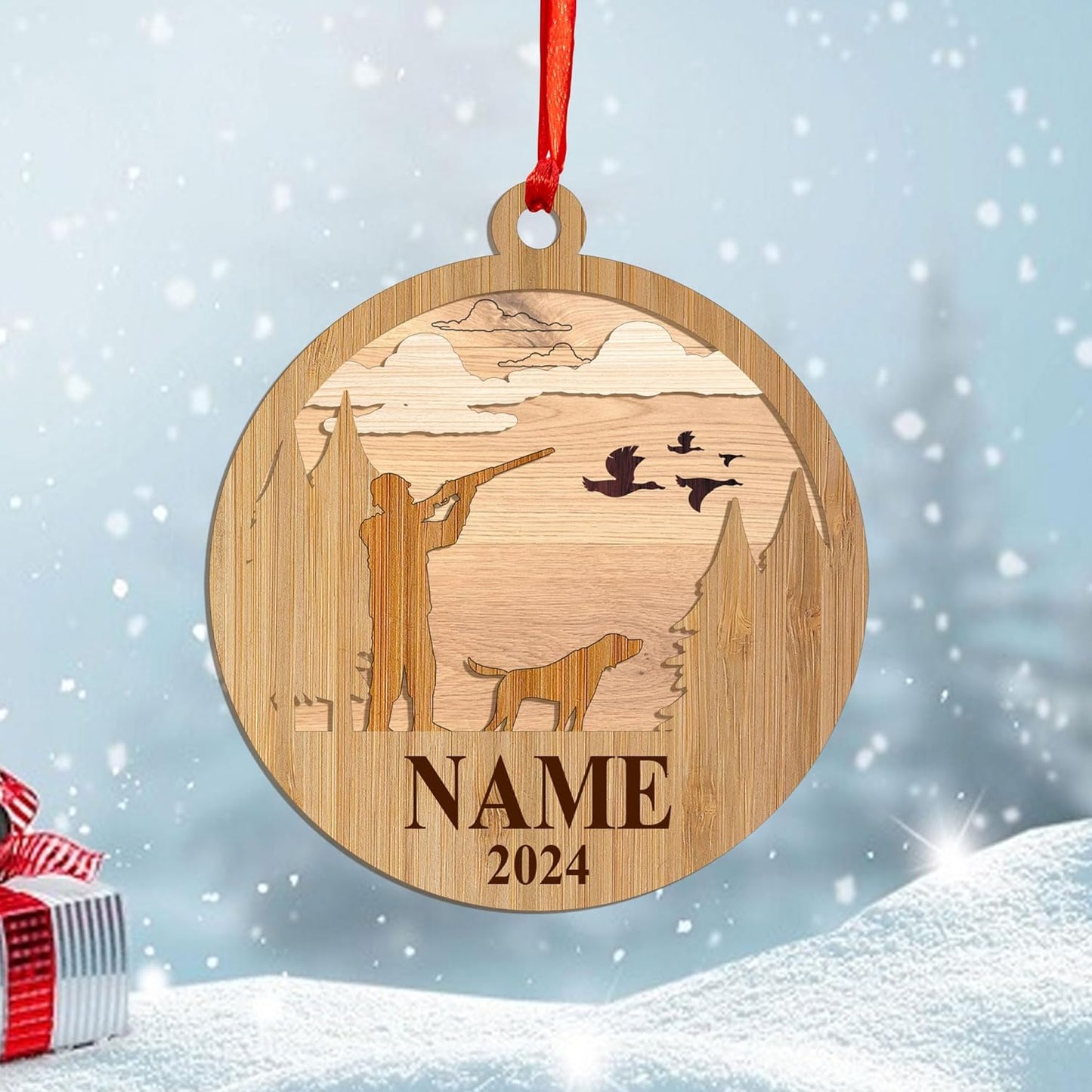 Personalized Hunting Ornament, Hunter Christmas Acrylic Ornament 2025 T29