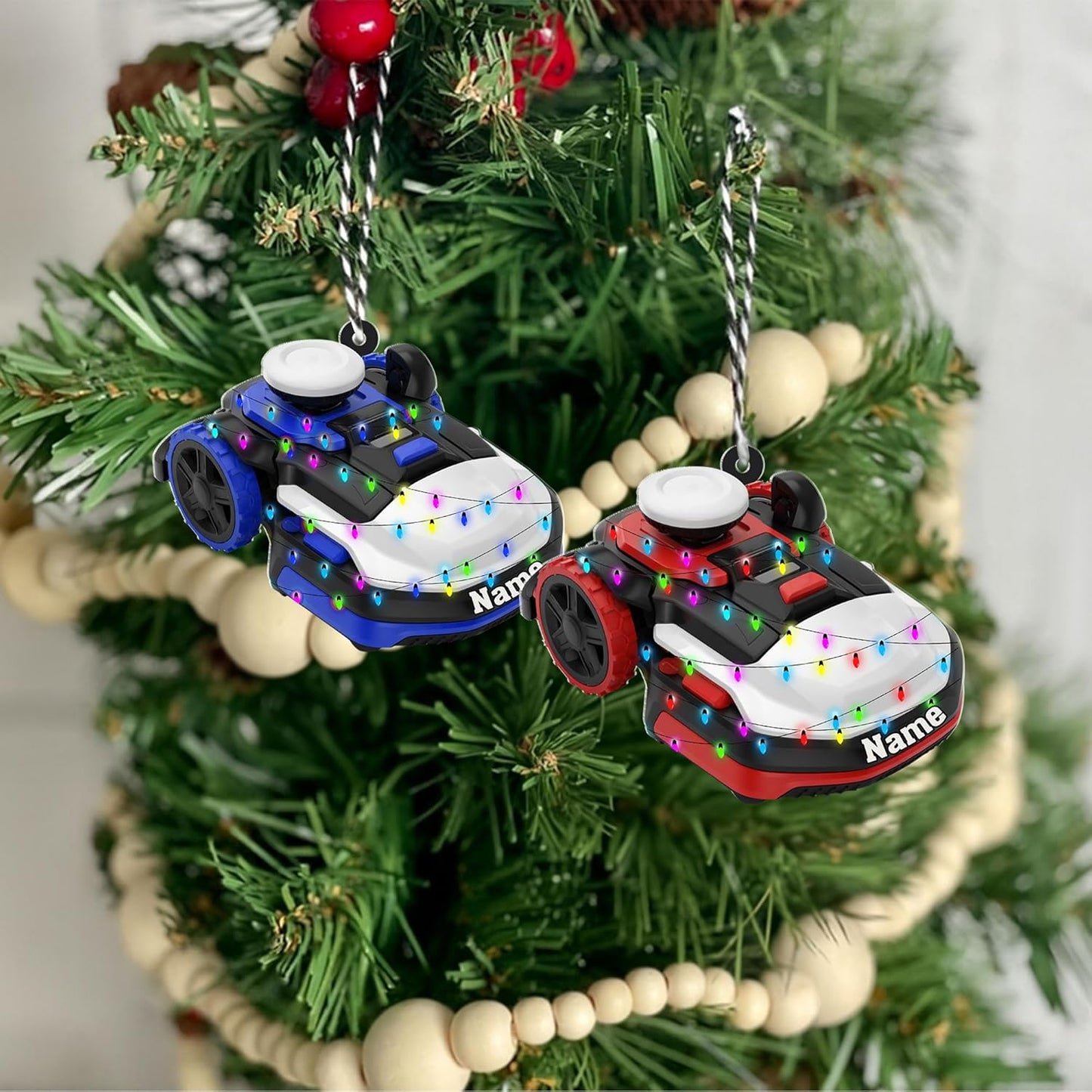 Personalized Lawn Mower Christmas Ornament | Custom Lawn Care Holiday Tree Decoration for Gardeners & Landscapers TG94