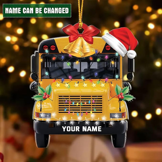 Personalized School Bus Ornament - Bus Driver Christmas Gift L9