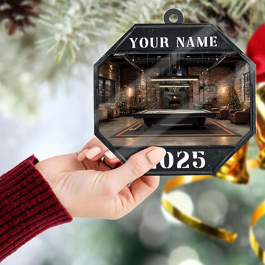 Personalized Billiards Ornament 2025, Billiards Christmas Ornaments N10
