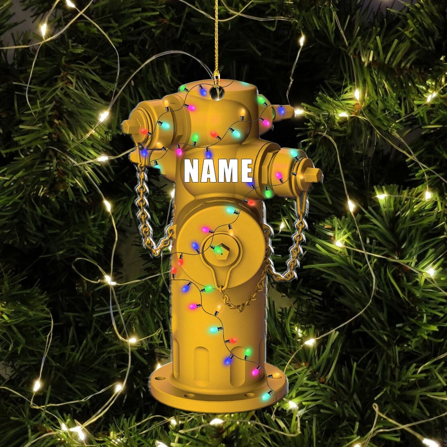 Personalized Firefighter Hydrant Christmas Ornament
