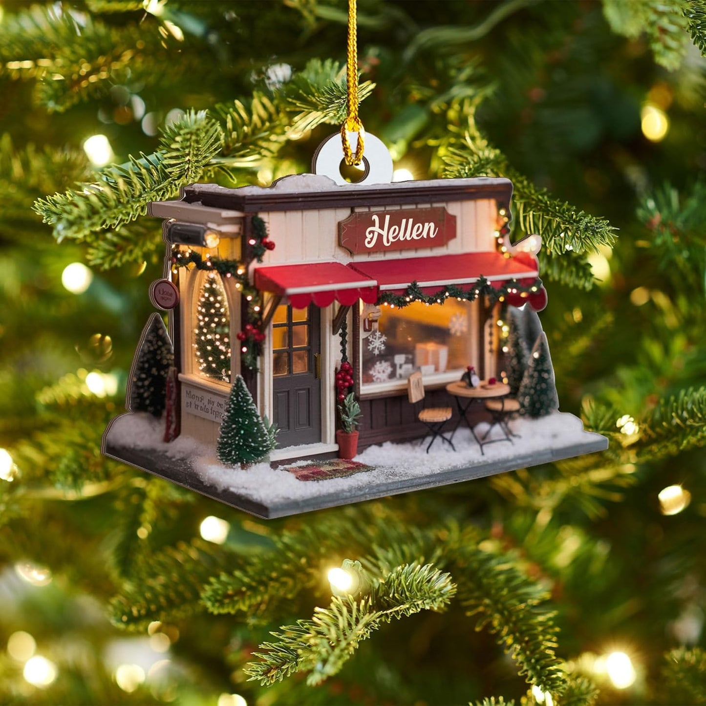 Personalized Coffee House Ornament – Unique Holiday Keepsake for Coffee Lover TC22