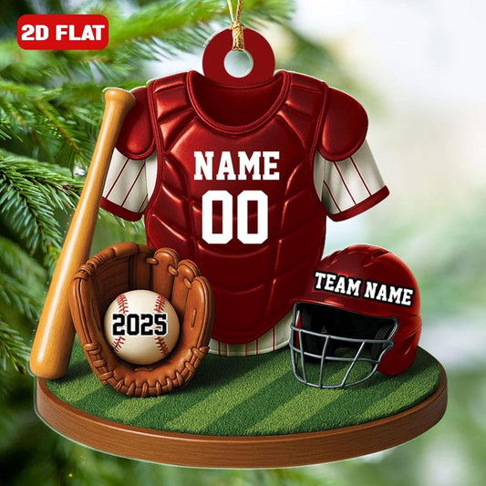 Personalized Baseball Christmas Ornament – Custom Name Acrylic Ornament, Sports Holiday Decoration, Baseball Player Gift TH29