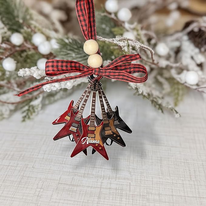 Custom Electric and Acoustic Guitar Christmas Ornament - Guitar Ornament Gift LL29