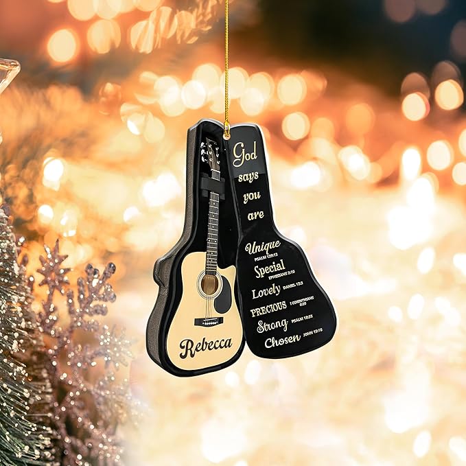 Custom Electric and Acoustic Guitar Christmas Ornament - Guitar Ornament Gift LL17