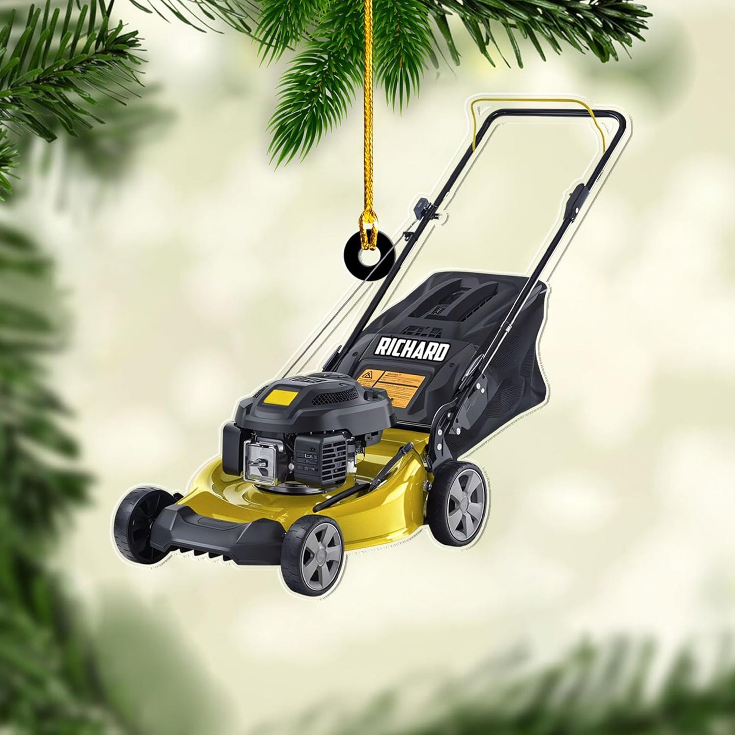 Personalized Lawn Mower Christmas Ornament | Custom Name Gardening Holiday Keepsake Gift for Gardeners & Lawn Care Workers TG59