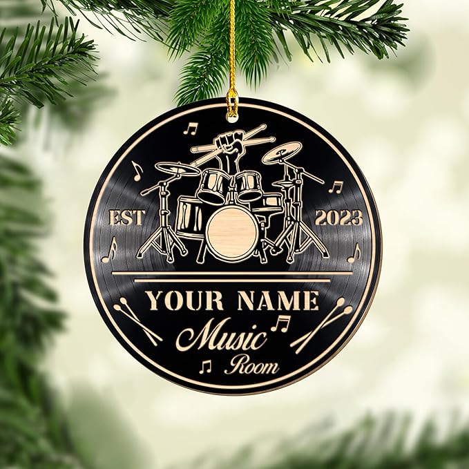 Custom Drum Set Ornament - Acrylic Christmas Gift for Drummers & Music Lovers LL15