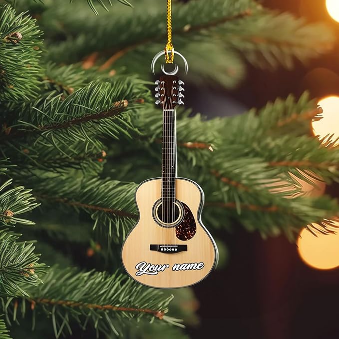 Personalized Electric and Acoustic Guitar Christmas Ornament - Guitar Ornament Gift LL31