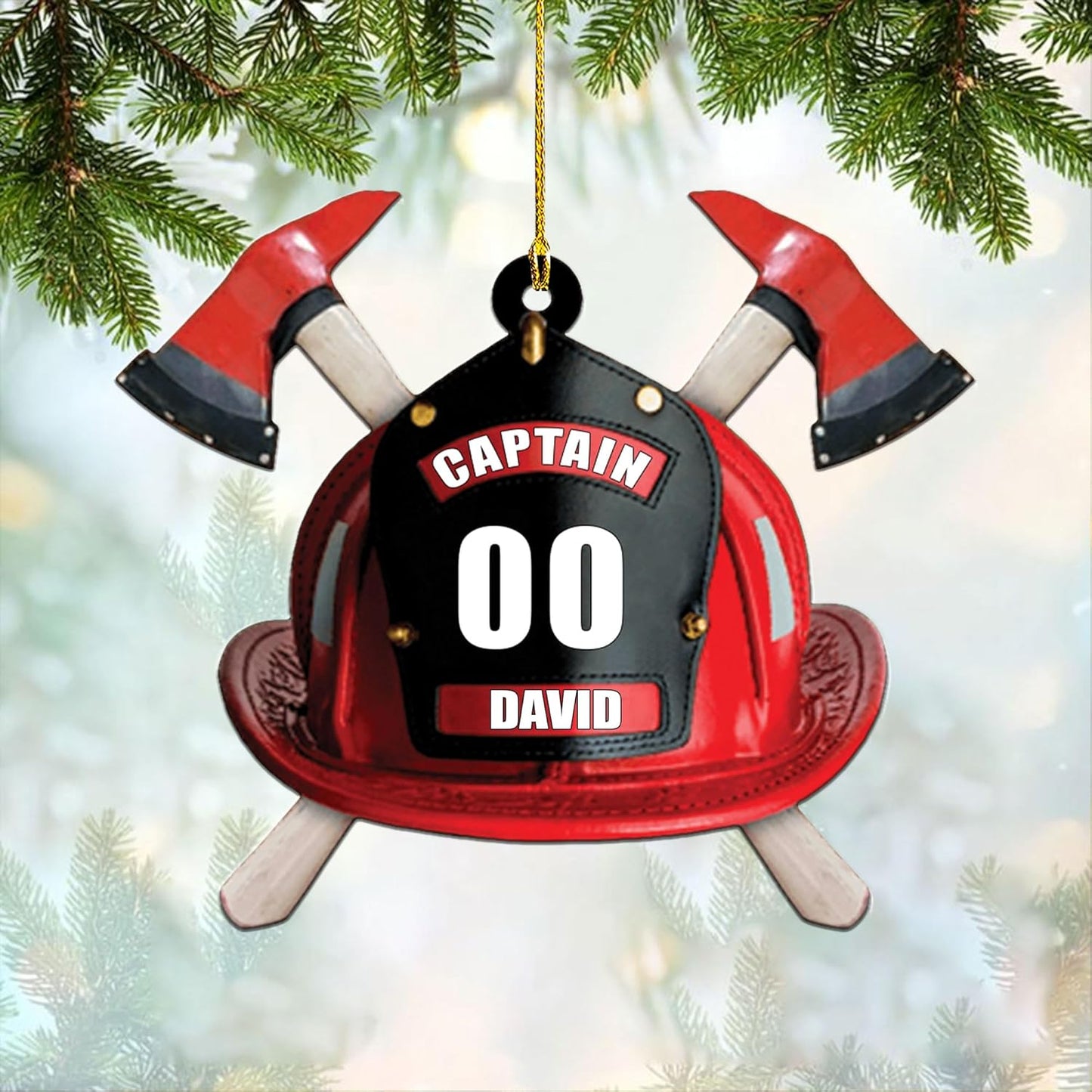 Personalized Firefighter Helmet Christmas Ornament
