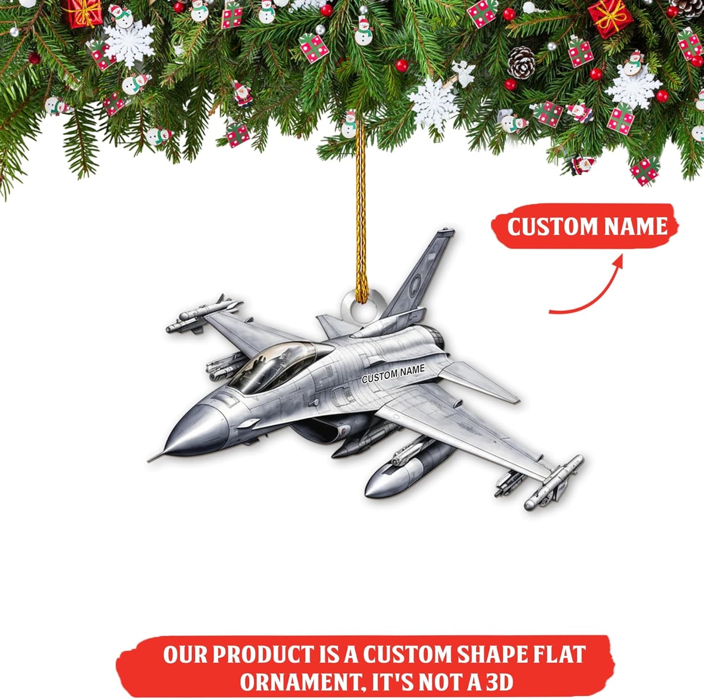 Custom Name Pilot Jet Christmas Ornament Style 3