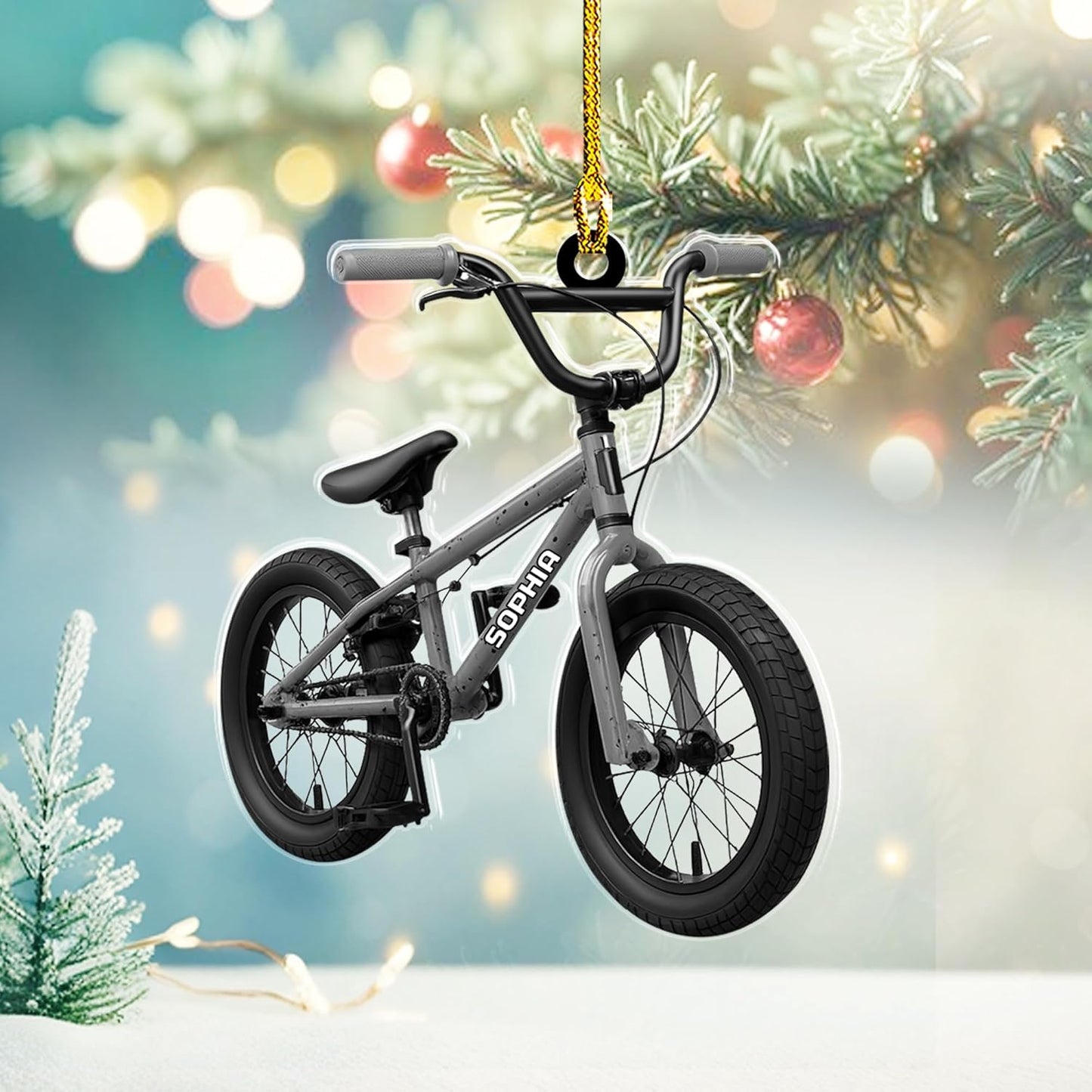 Custom Name Cycling Acrylic Ornament – Personalized Bike Gift, Christmas Tree Keepsake for Cycling Enthusiasts TC33