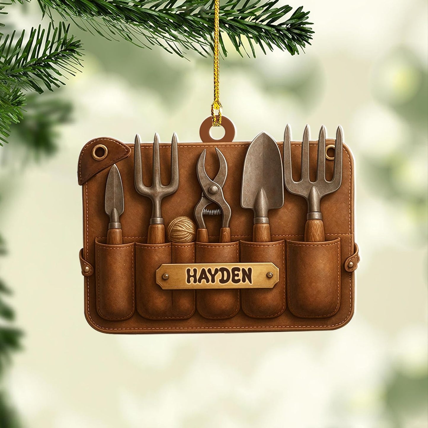 Personalized Gardening Acrylic Ornament – Custom Name Garden Tools Christmas Tree Decoration for Gardeners & Plant Lovers TG6