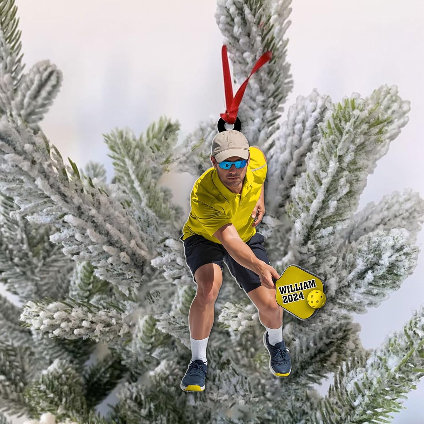 Custom Face & Name Pickleball Player Ornament – Pickleball Christmas Ornament Style 2