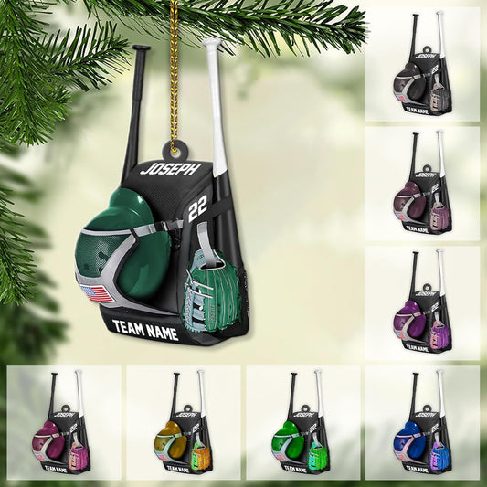 Personalized Baseball Christmas Ornament – Custom Name Acrylic Ornament, Sports Holiday Decoration, Baseball Player Gift TH20