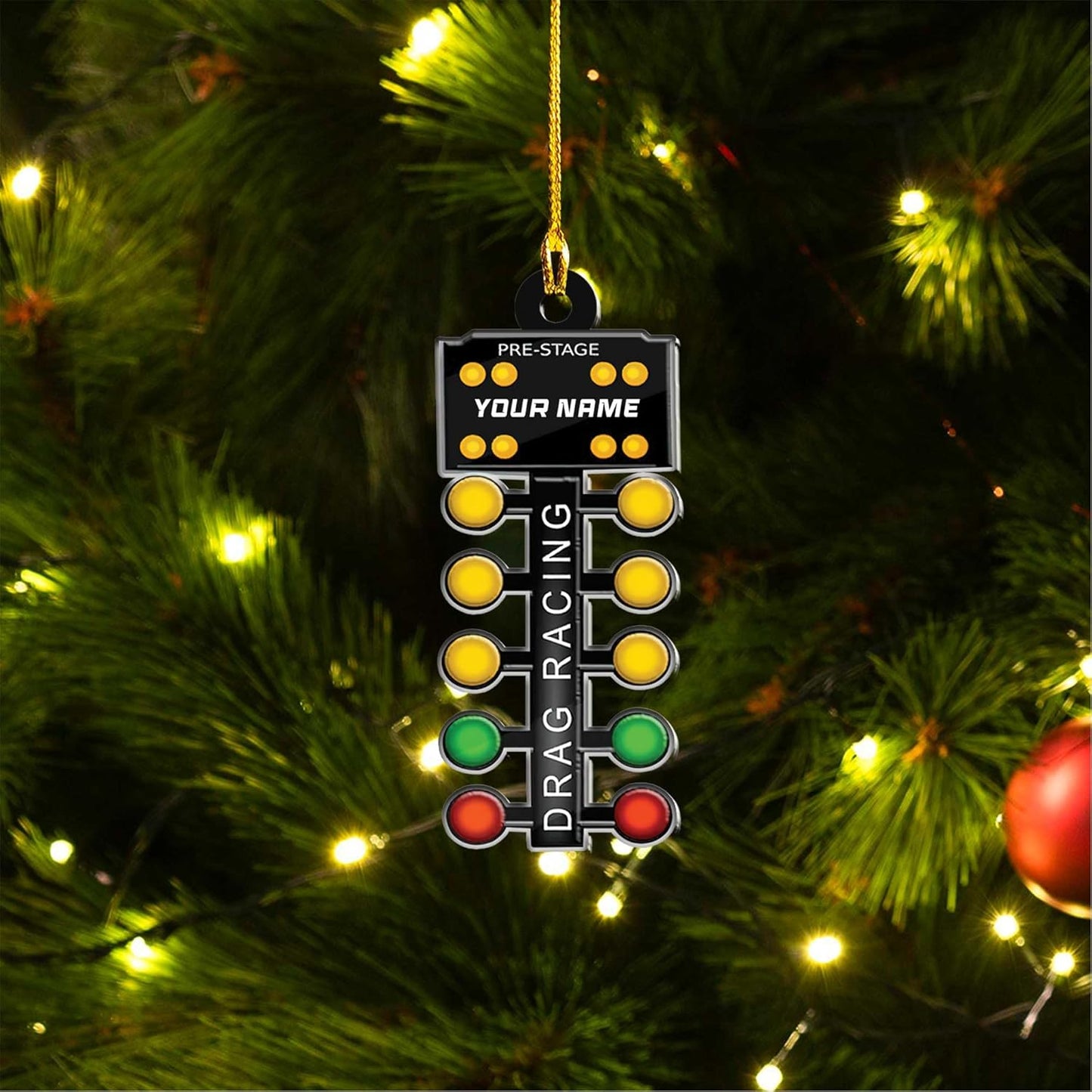 Personalized Racing Car Ornament – Custom Acrylic Drag Racing Christmas Decoration, Gift for Car Lovers and Drivers TR32