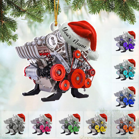 Personalized Hot Rod Ornament – Custom Engine Acrylic Christmas Ornament, Automotive Gift for Mechanics and Drivers TDR15