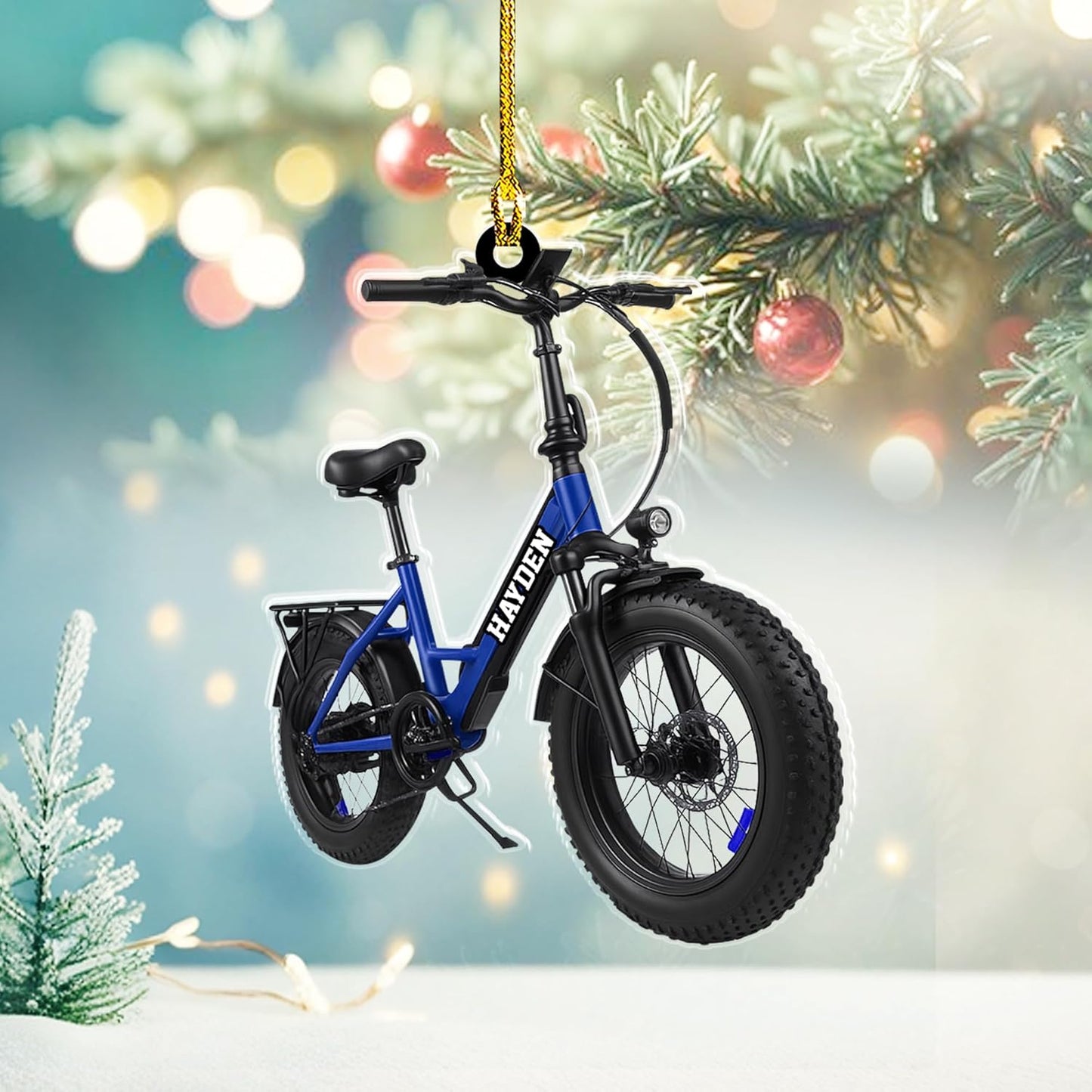 Custom Name Cycling Acrylic Ornament – Personalized Bike Gift, Christmas Tree Keepsake for Cycling Enthusiasts TC38