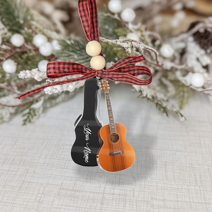Custom Electric and Acoustic Guitar Christmas Ornament - Guitar Ornament Gift LL21