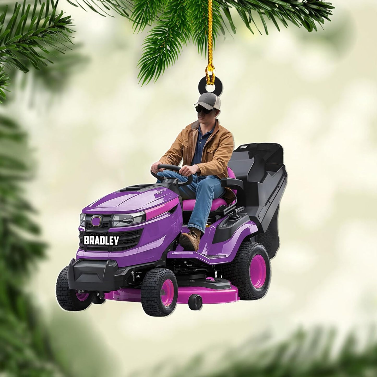 Custom Photo Lawn Mower Christmas Ornament | Personalized Gardening Holiday Keepsake Gift for Gardeners & Lawn Care Workers TG68