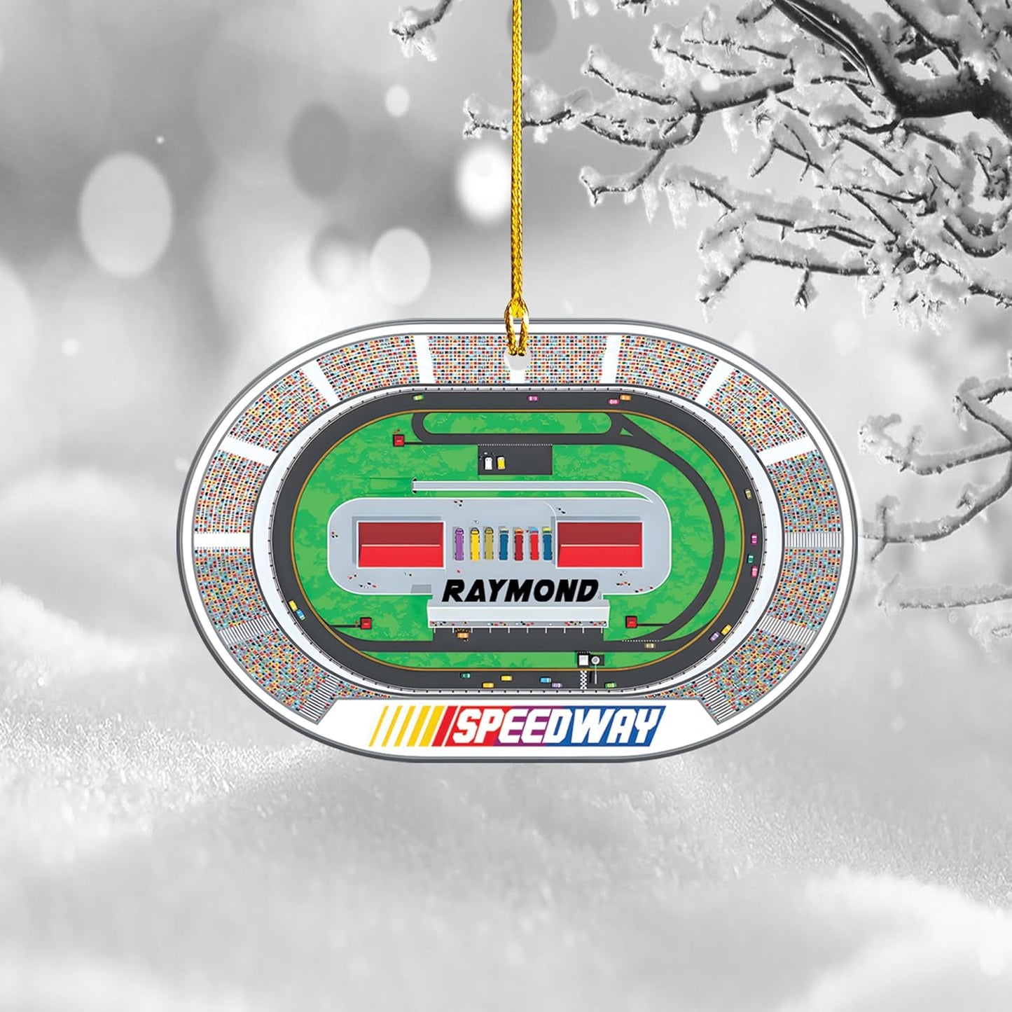 Custom Name Race Car Ornament – Personalized Acrylic Racing Christmas Decoration, Motorsport Fan Gift TR18