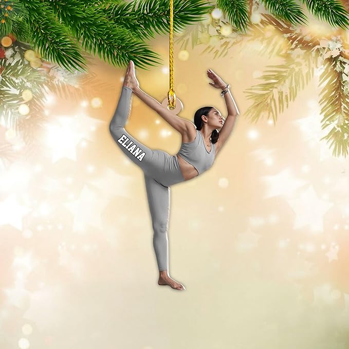 Personalized Yoga Lovers Ornament - Custom Yoga Christmas Decoration Gift