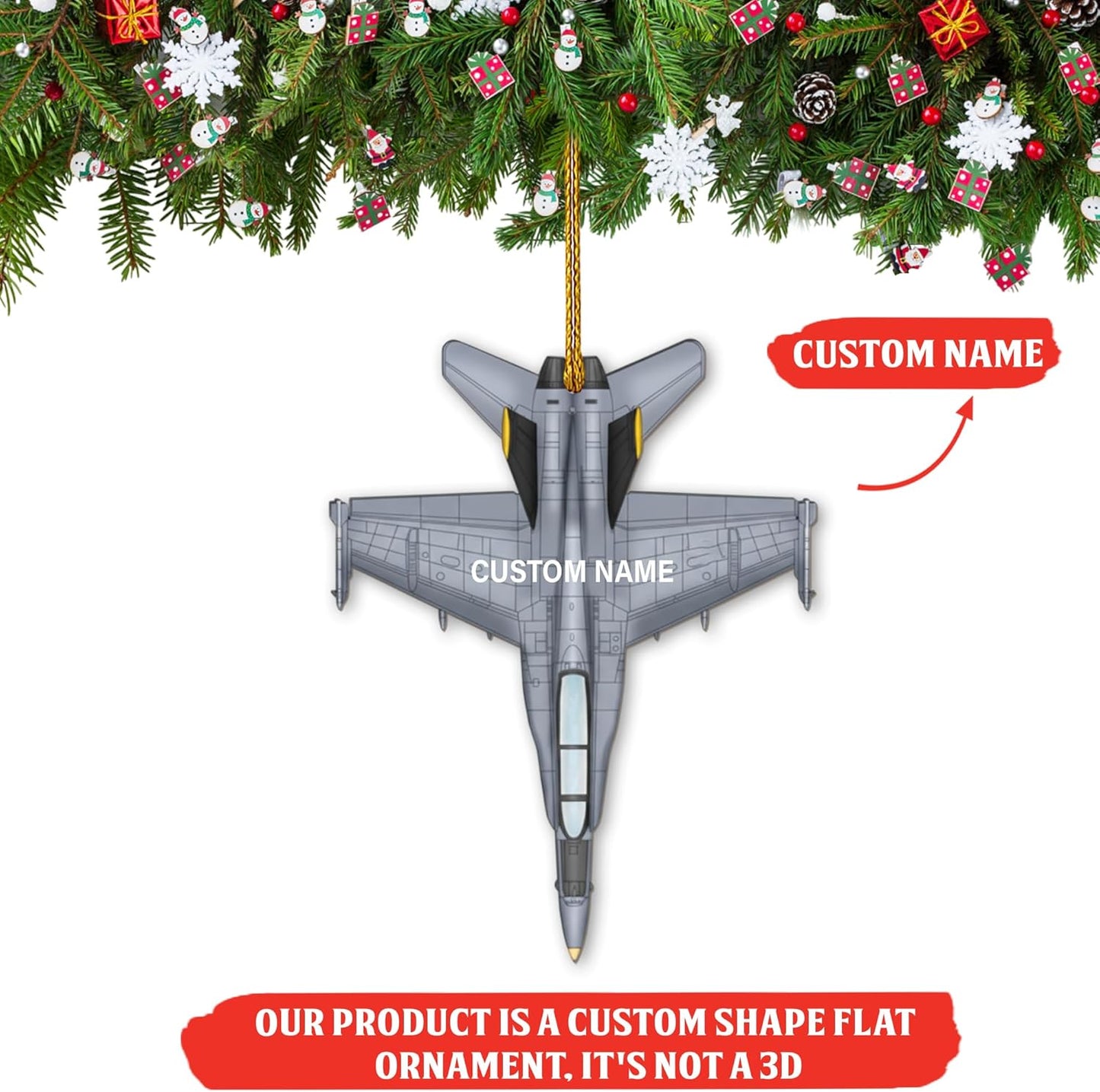 Custom Name Pilot Jet Christmas Ornament