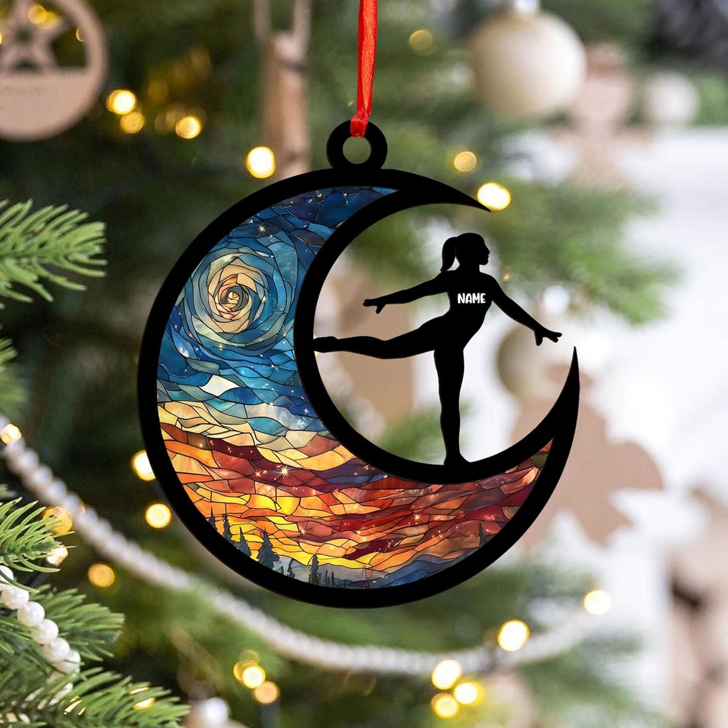 Personalized Name Gymnastics Ornament 2025, Girl Gymnast Ornaments, Wood Ornament for Xmas C09