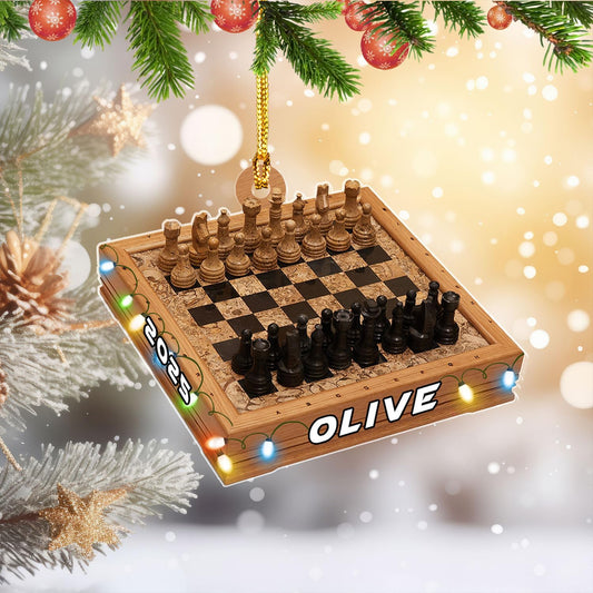 Personalized Name Chess Ornament Gift for Men Women Chess Team Player N23