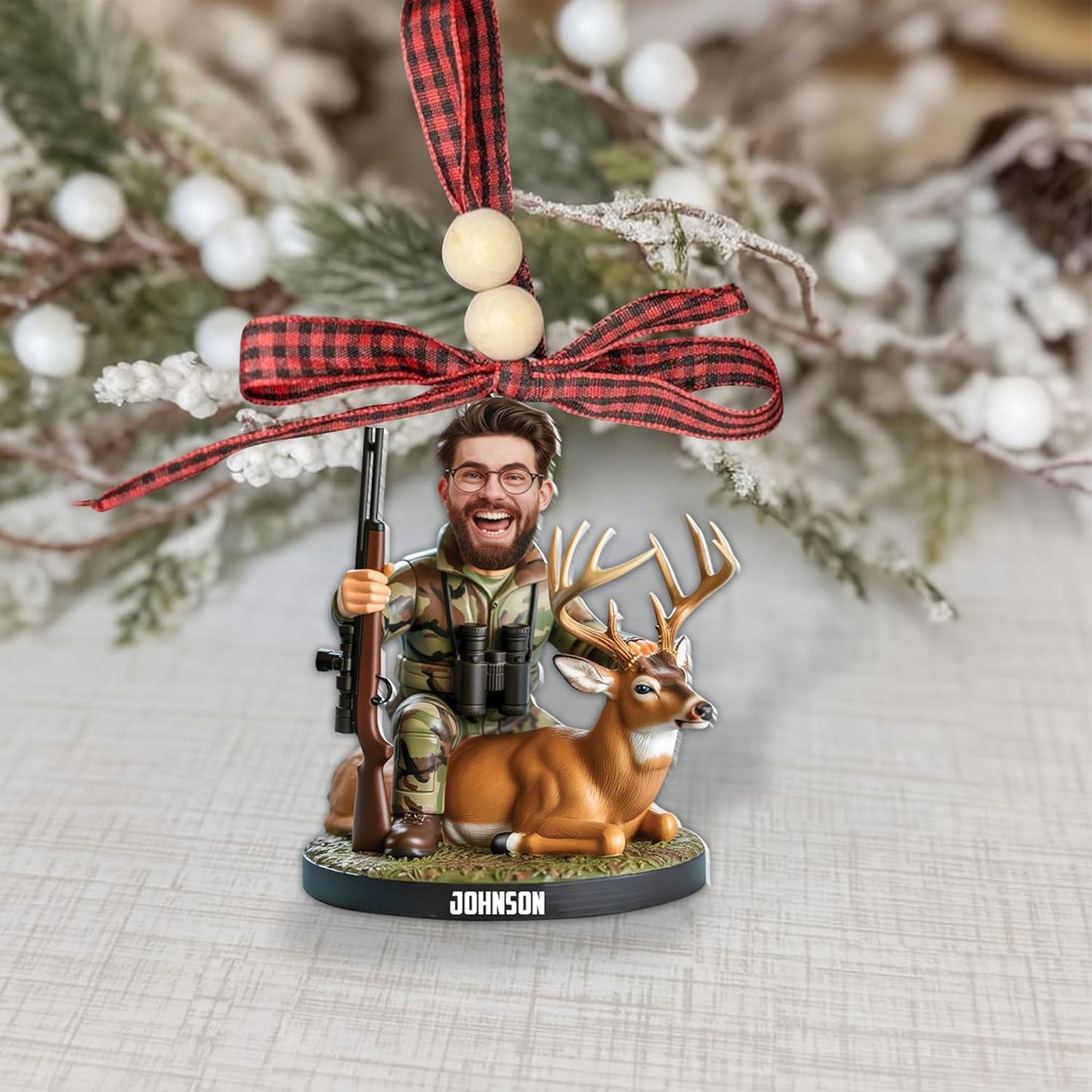 Personalized Hunting Ornament, Hunter Christmas Acrylic Ornament 2025 T05