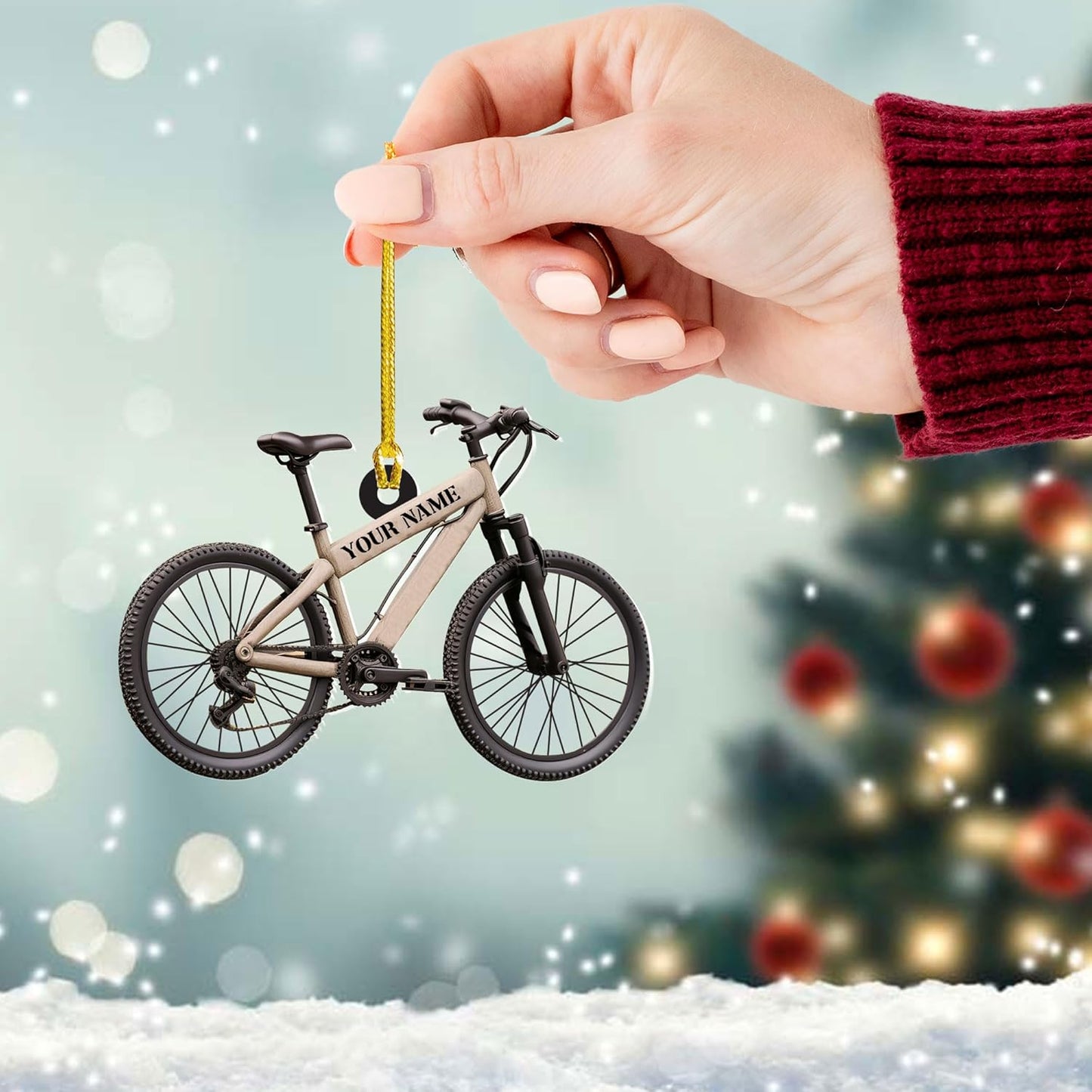 Custom Name Mountain Biking Ornament – Personalized Acrylic Cycling Christmas Gift, Sport Holiday Keepsake TB21