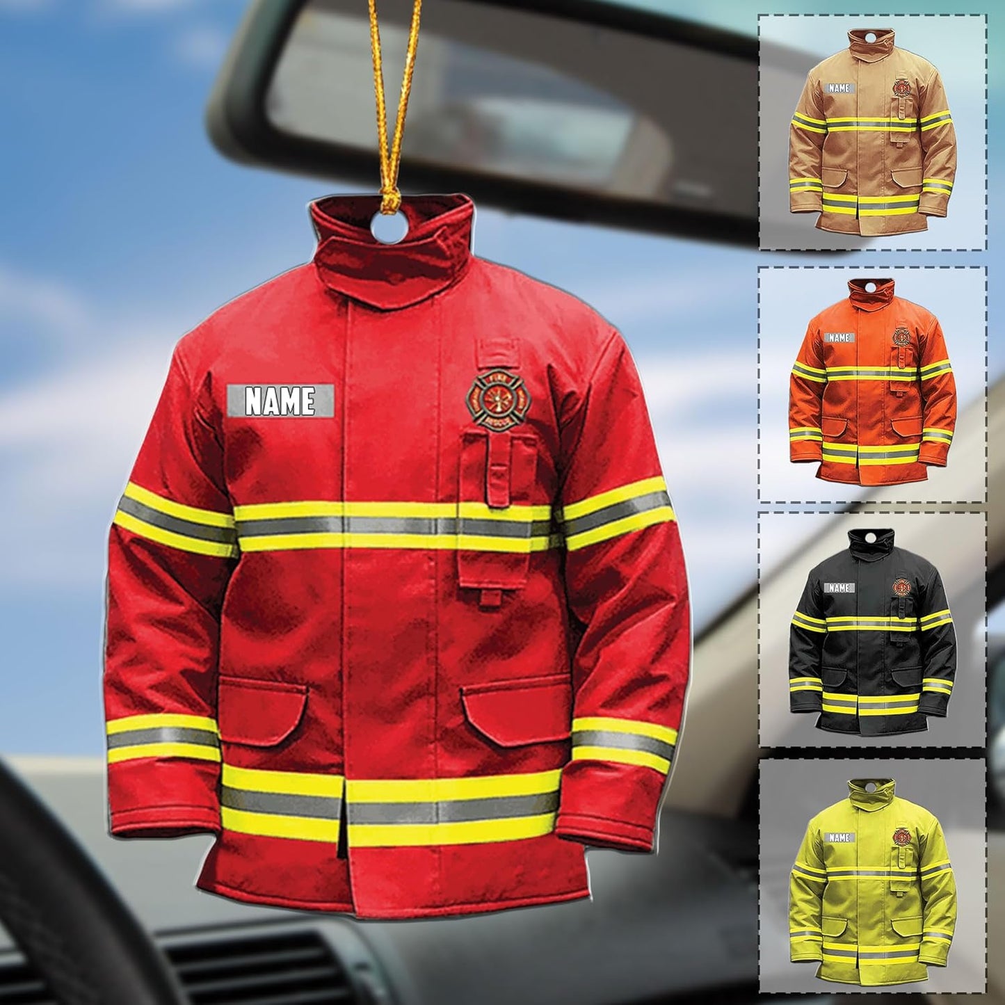 Personalized Firefighter Uniform Christmas Ornament Style 4