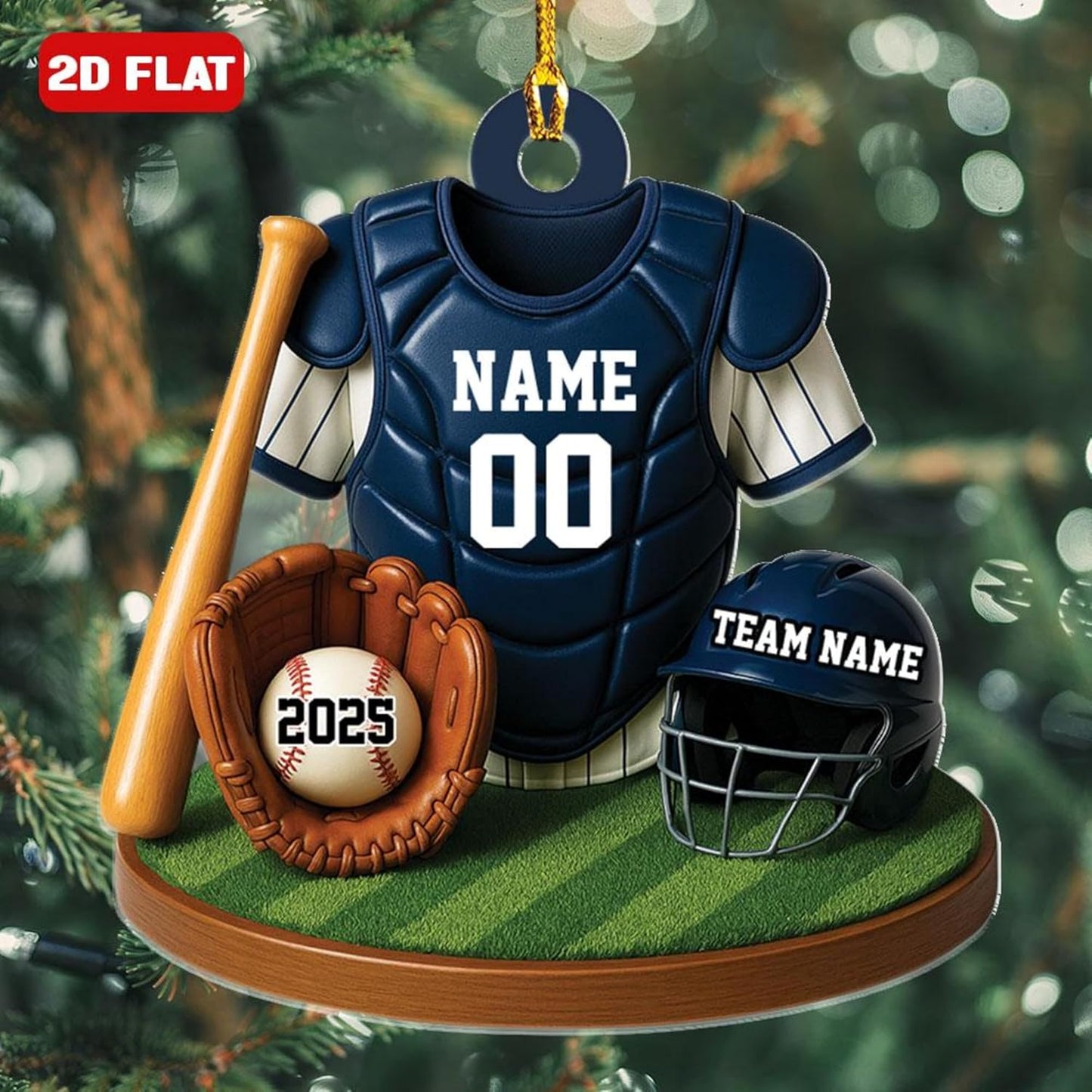 Personalized Baseball Christmas Ornament – Custom Name Acrylic Ornament, Sports Holiday Decoration, Baseball Player Gift TH29