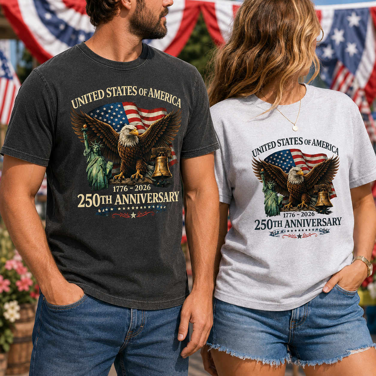 Patriotic USA Freedom Wash Shirt, America 250 Years Anniversary Tee THUC99