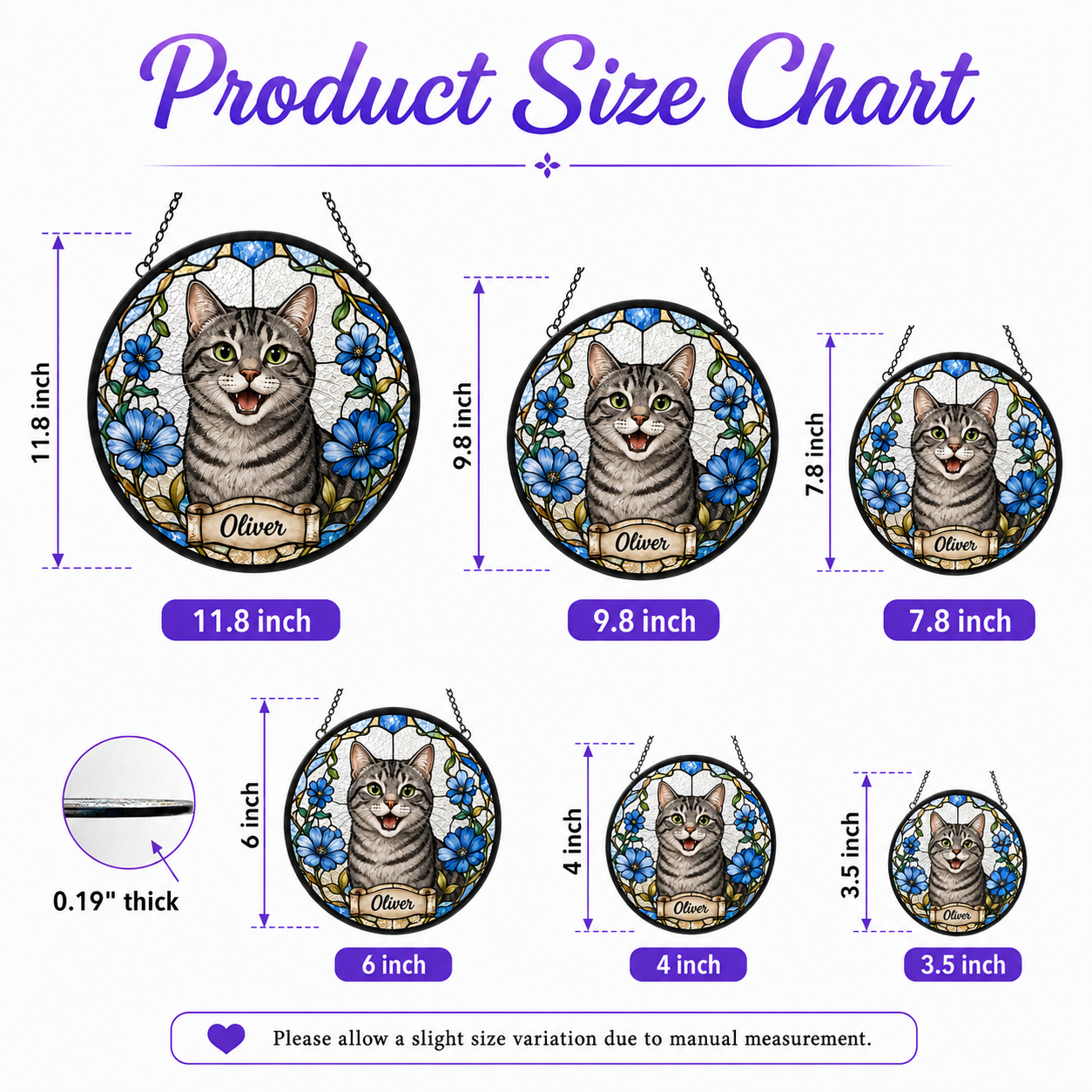 Custom Photo Pet Stained Glass Suncatcher – Personalized Cat Lover Window Ornament Gift THUC99