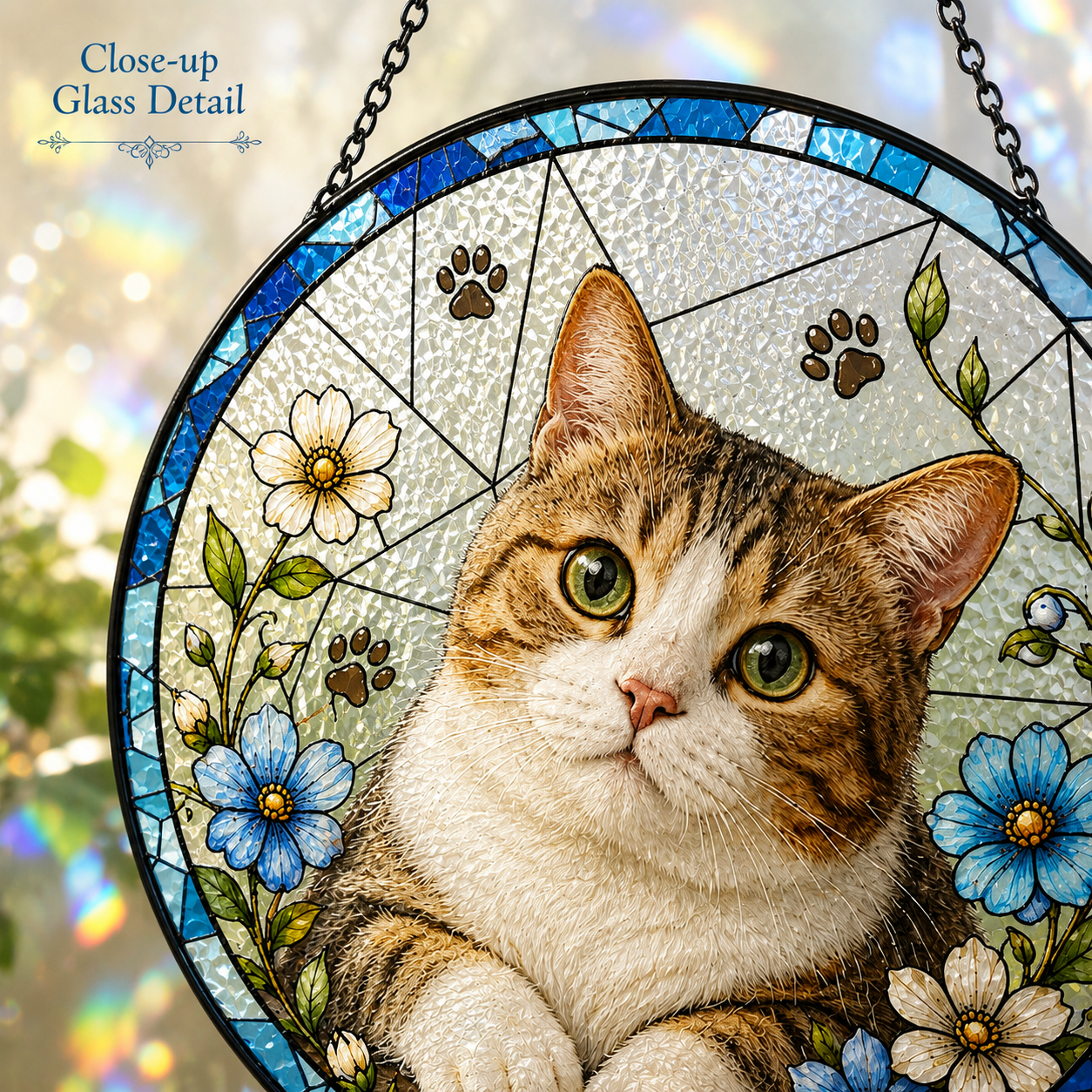 Custom Photo Pet Cat Glass Suncatcher Decor – Personalized Cat Lover Gift for Her THUC99