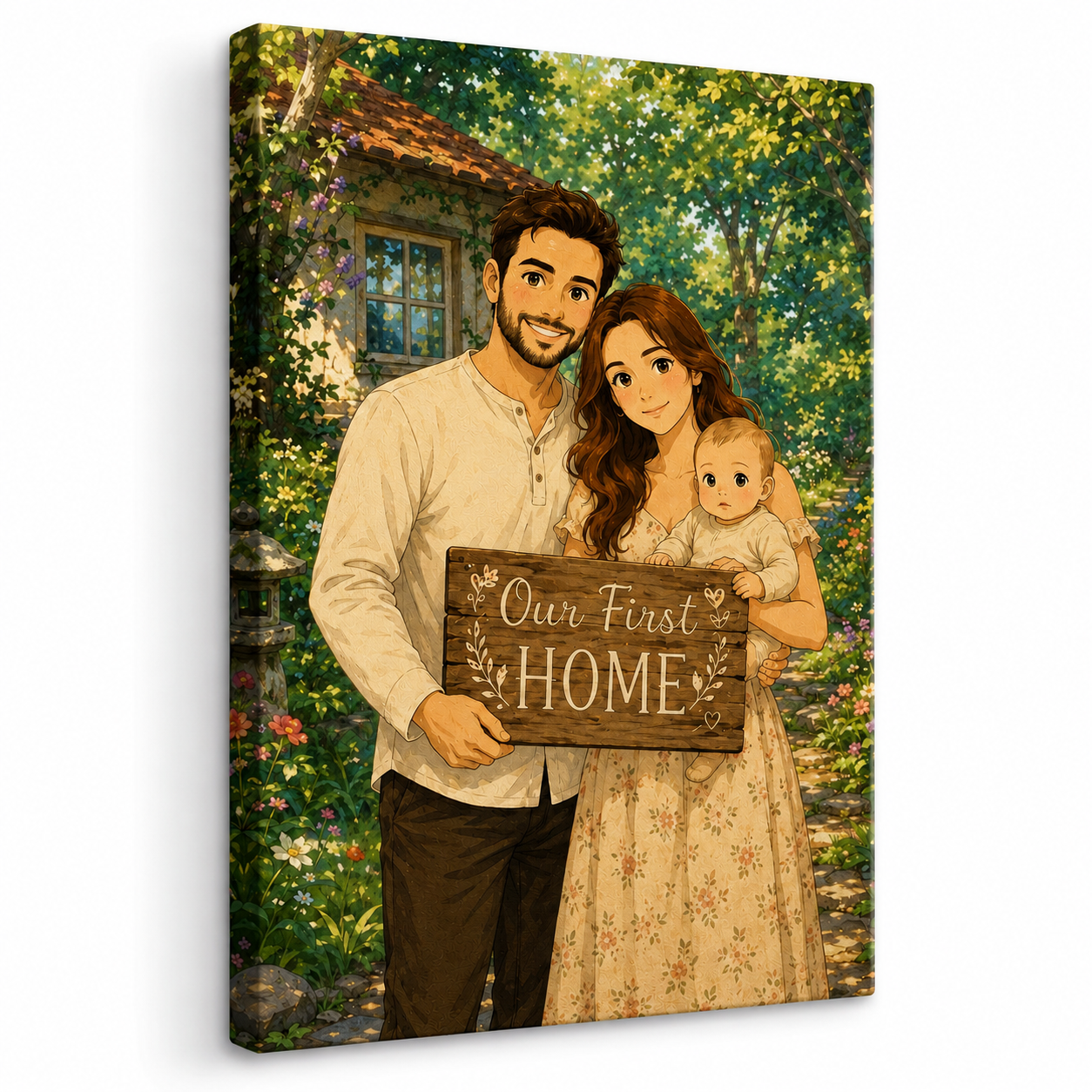 Custom Photo Dad's Family Canvas Wall Art - Custom Gift For Dad TOM99