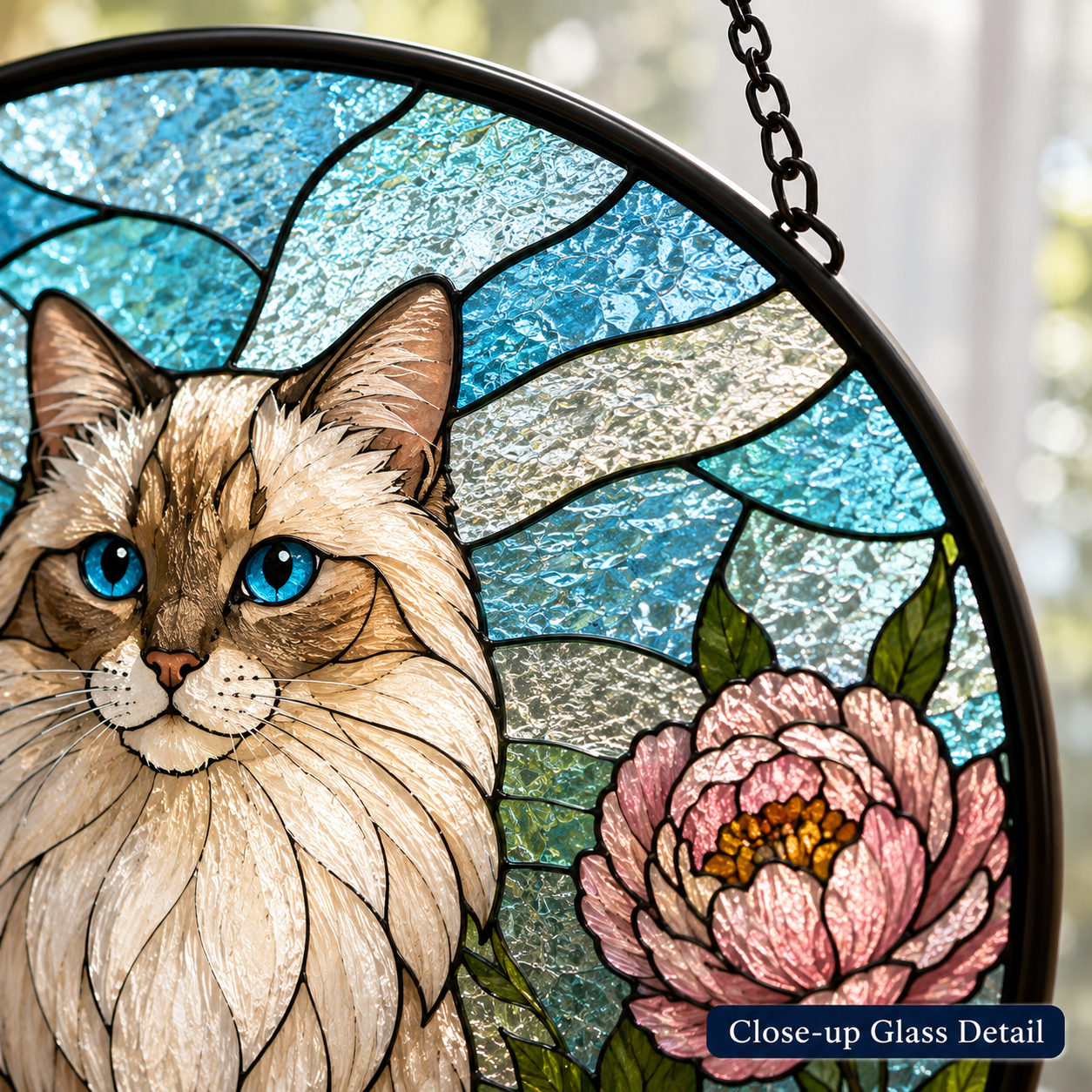 Custom Photo Pet Cat Glass Suncatcher – Personalized Cat Sympathy Memorial Gift THUC99