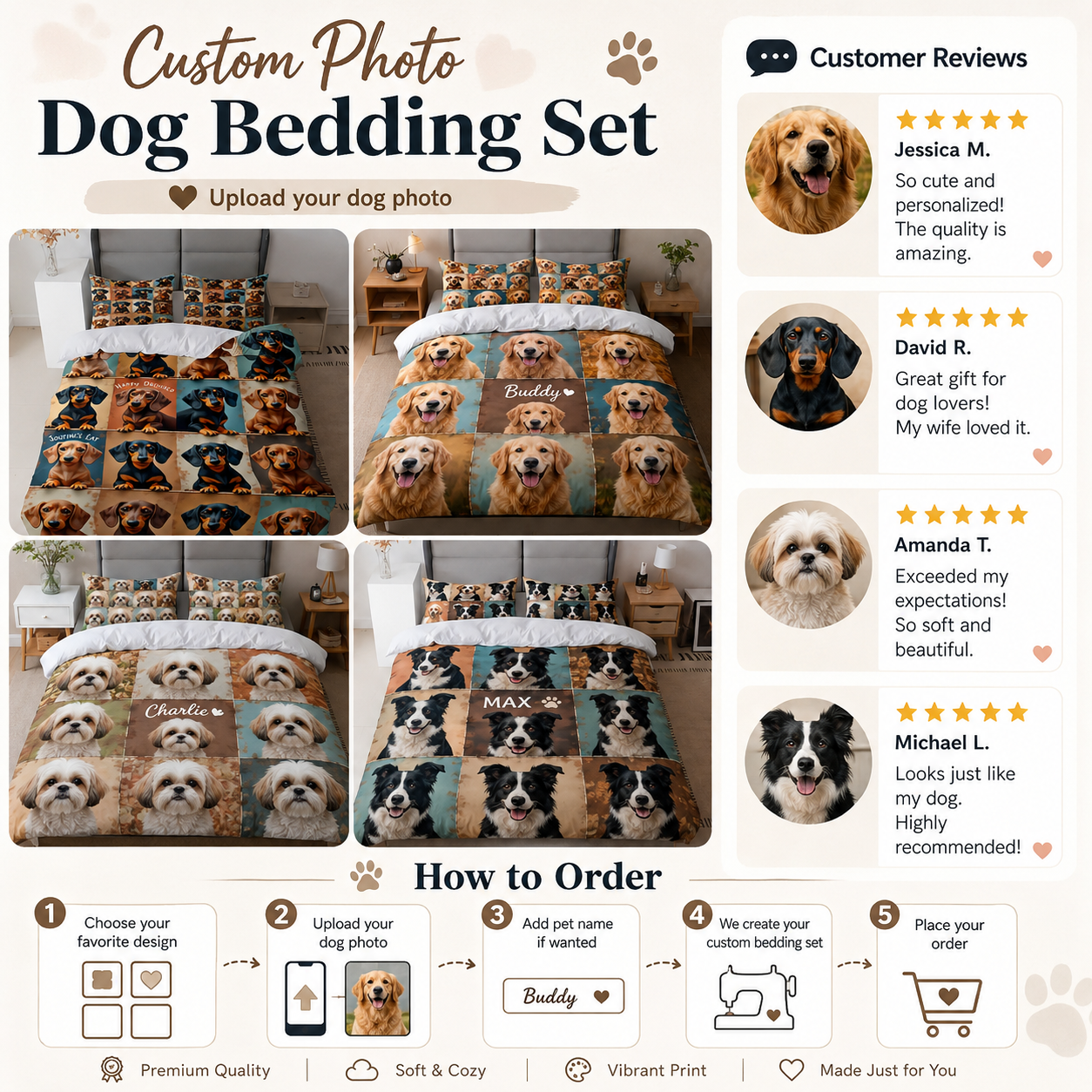 Custom Dog Face Duvet Cover Set, Personalized Pet Lover Gift THUC99