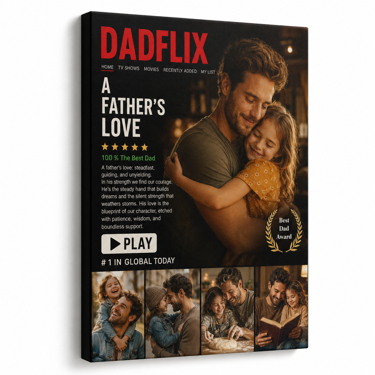 Custom Photo DADFLIX Canvas Wall Art - Custom Gift For Dad TOM99