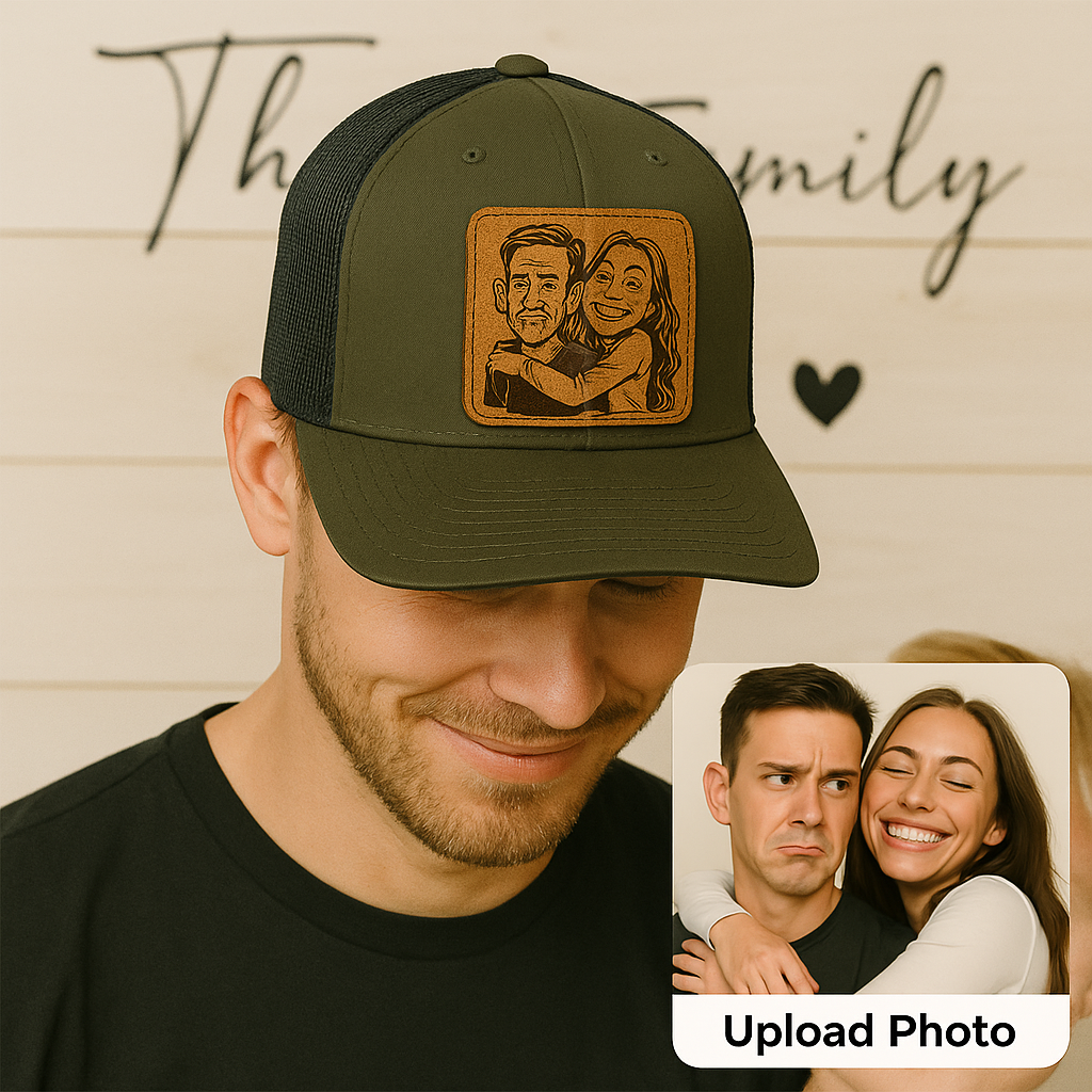 Custom Family Trucker Hat – Personalized Cartoon Portrait Hat from Photo | Couple or Family Gift VHA163
