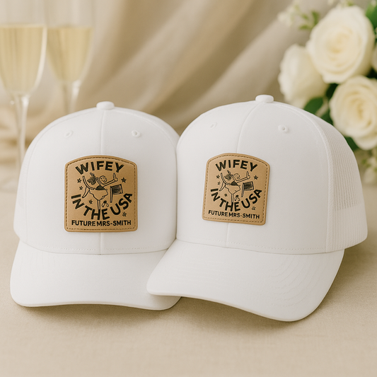 Wifey in the USA Hat – Bride Trucker Cap, Future Mrs. Gift for Bridal Shower & Bachelorette Party VHA163