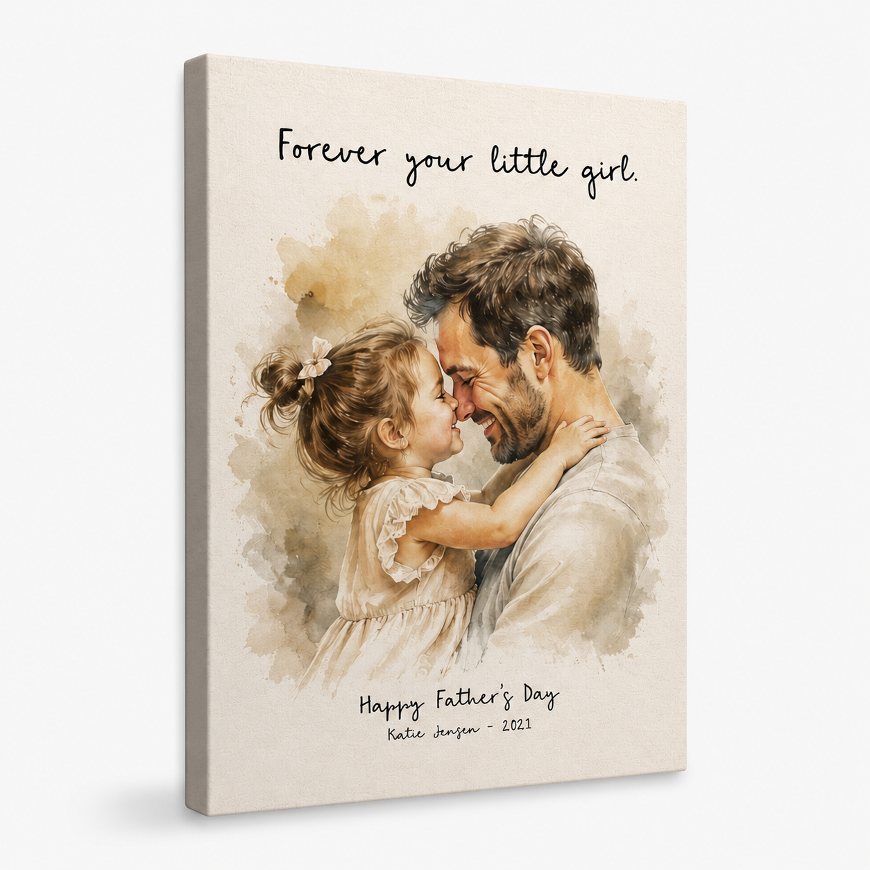 Custom Photo Dad And Daughter Canvas Wall Art - Custom Gift For Dad TOM99
