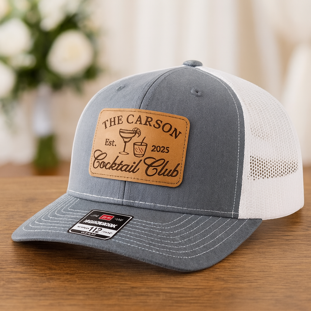 Custom Wedding Trucker Hat – Custom Cocktail Club Cap with Name & Year, Fun Bachelorette or Bachelor Party Gift VHA163