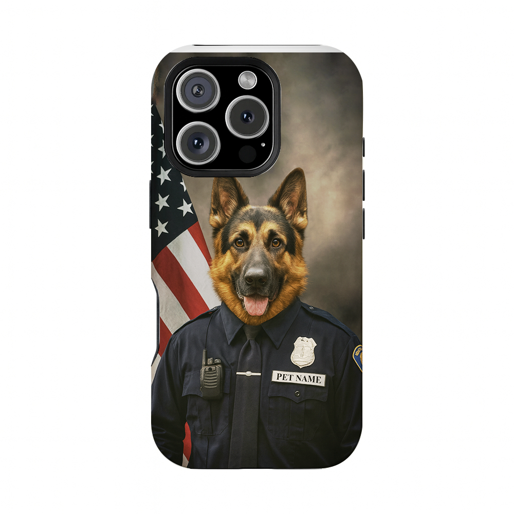Custom Dog Photo Policeman Phone Case _ Gift For Dog Lovers
